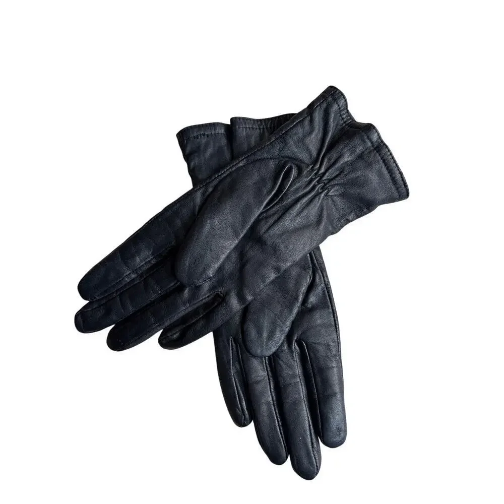 Y2K Vintage Black Leather Thinsulate Lined Gloves Size M